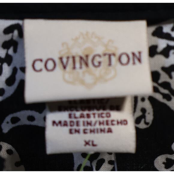 Covington NWT Black and White Paisley Print Sheer Tunic Top Size XL - Picture 3 of 4